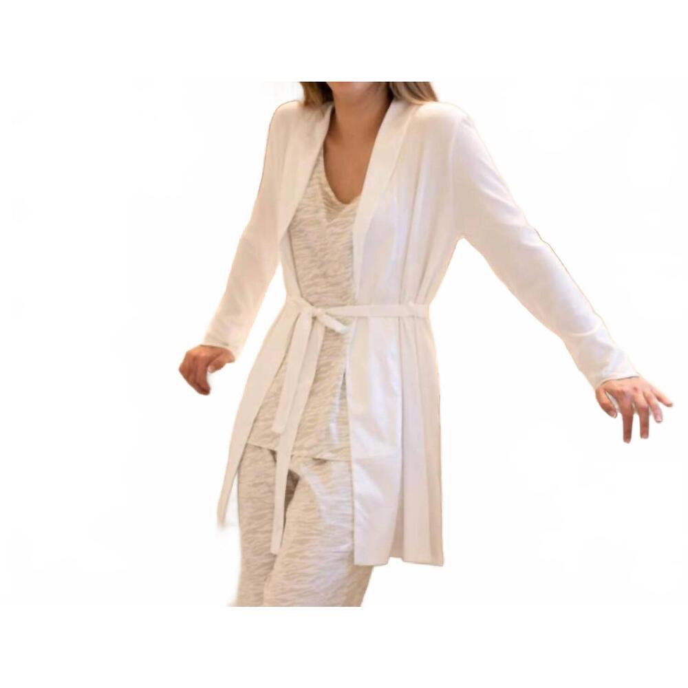 NEW THE ROYAL STANDARD classic slumber robe with satin trim in white